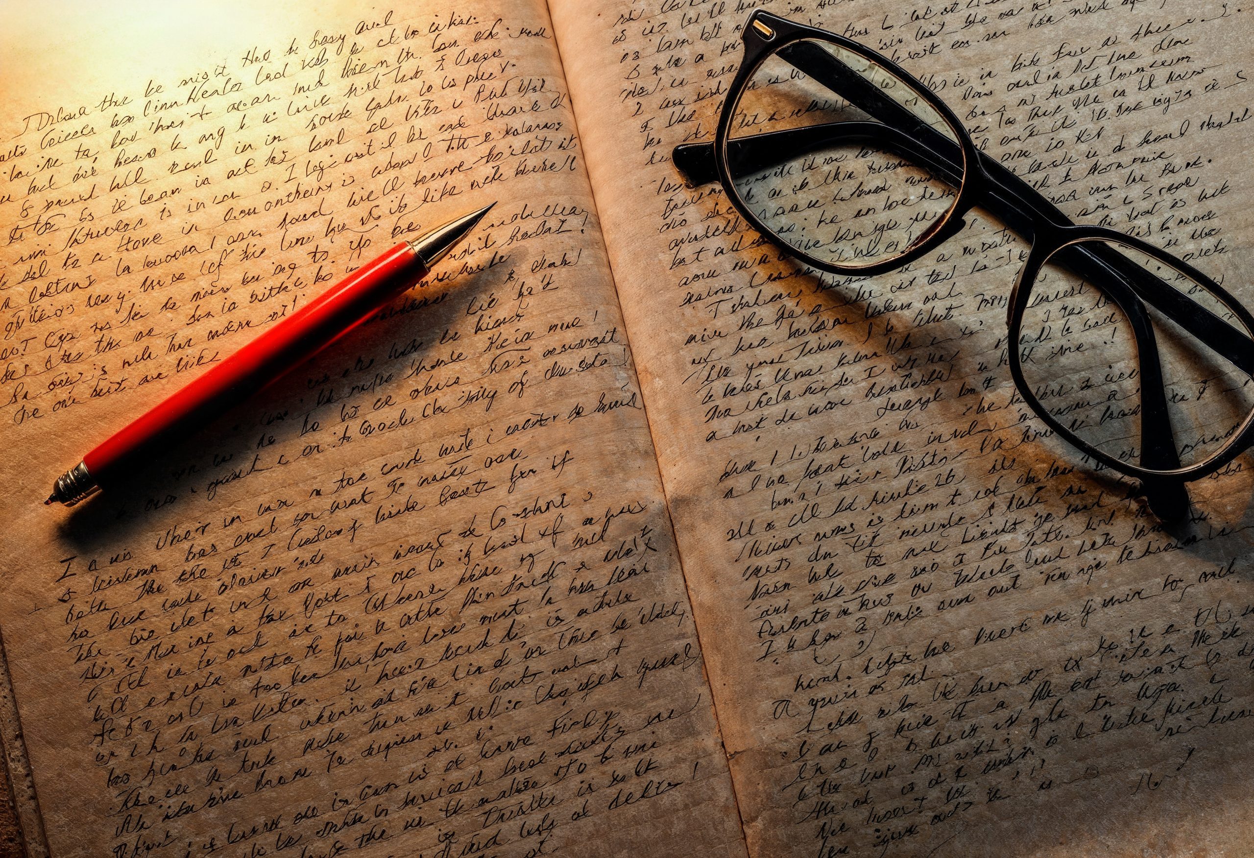 Crayon de bois et lunettes sur une biograohie ouverte